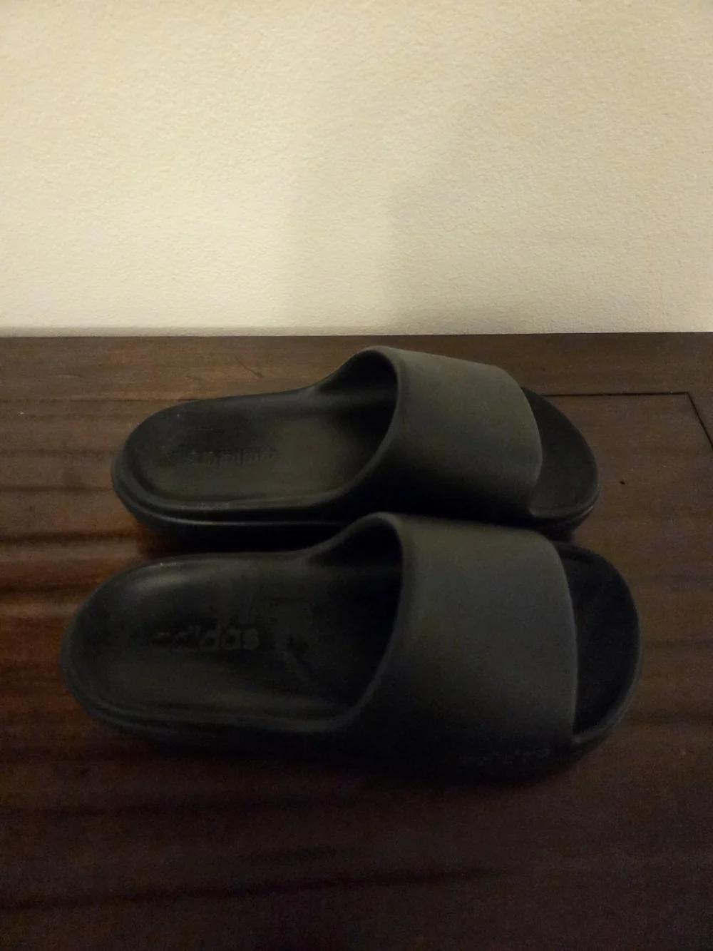 Like New Adidas Black Kid’s Slide Sandals with Embossed Logo, Size 4